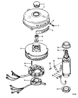 Маховик и стартер 2-Х ТАКТНОГО ПЛМ MERCURY 75 Серийный номер от 9589039 до 9793576