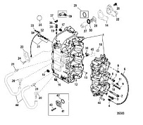 Блок цилиндров 2-Х ТАКТНОГО ПЛМ MERCURY 55 Серийный номер от 9973100 до 0P016999