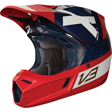 Мотошлем Fox V3 Preest Helmet Navy/Red